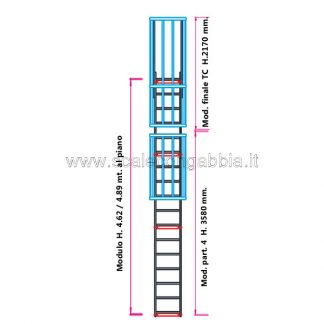 Scala con gabbia modulare componibile configurazione 10