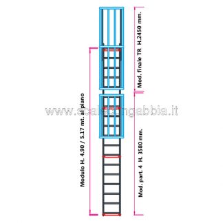 Scala con gabbia modulare componibile configurazione 11