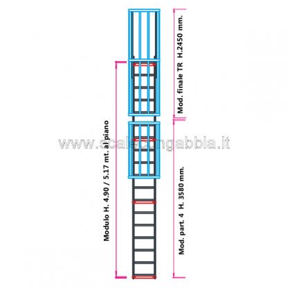 Scala con gabbia modulare componibile configurazione 11