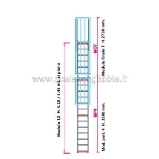 Scala con gabbia modulare componibile configurazione 12