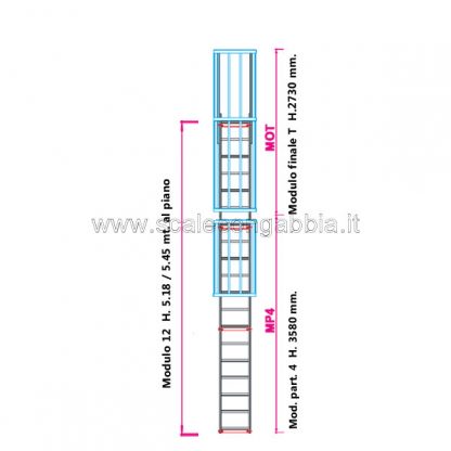 Scala con gabbia modulare componibile configurazione 12