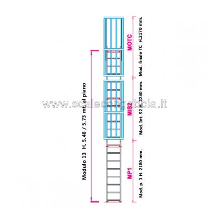 Scala con gabbia modulare componibile configurazione 13