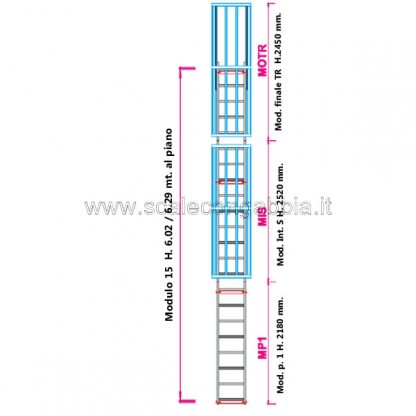 Scala con gabbia modulare componibile configurazione 15