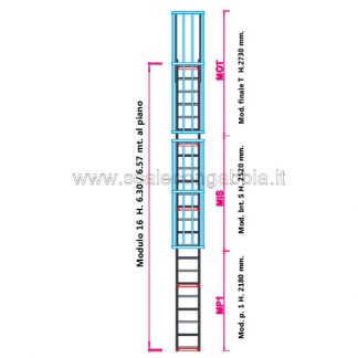 Scala con gabbia modulare componibile configurazione 16