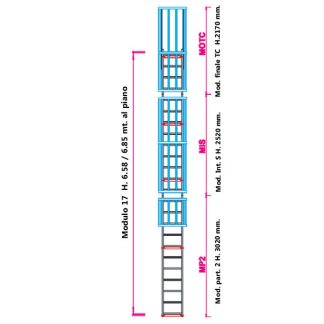 Scala con gabbia modulare componibile configurazione 17