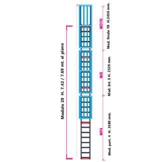 Scala con gabbia modulare componibile configurazione 20