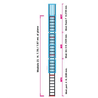 Scala con gabbia modulare componibile configurazione 21