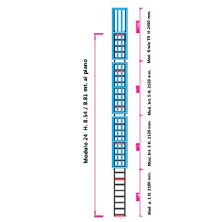 Scala con gabbia modulare componibile configurazione 24