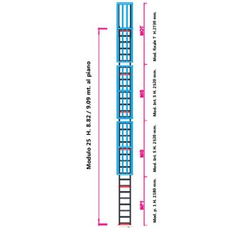Scala con gabbia modulare componibile configurazione 25