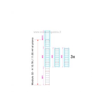 Scala con gabbia modulare componibile configurazione 32