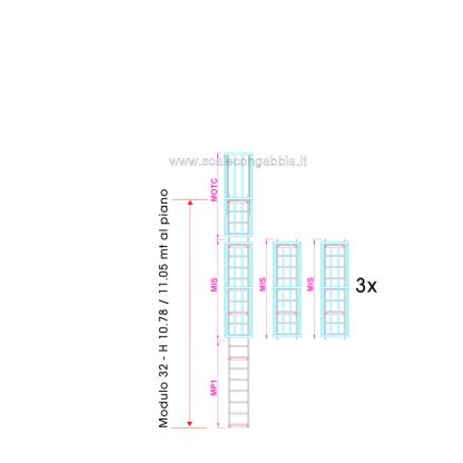 Scala con gabbia modulare componibile configurazione 32