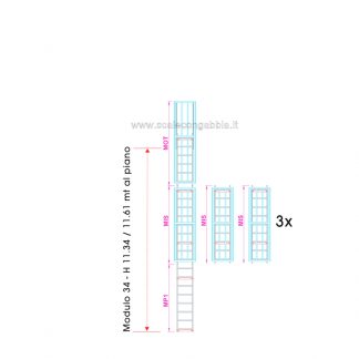Scala con gabbia modulare componibile configurazione 34