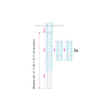 Scala con gabbia modulare componibile configurazione 36
