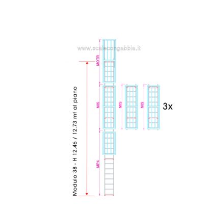 Scala con gabbia modulare componibile configurazione 38