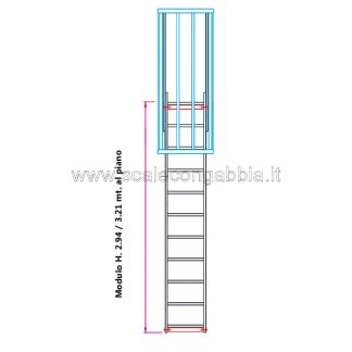 Scala con gabbia modulare componibile configurazione 4