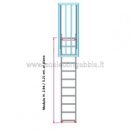 Scala con gabbia modulare componibile configurazione 4