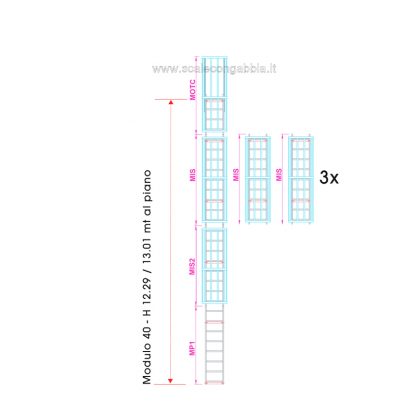Scala con gabbia modulare componibile configurazione 40