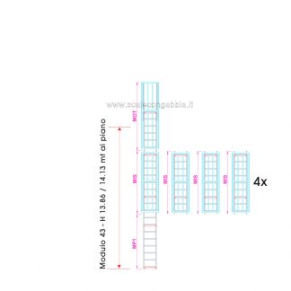 Scala con gabbia modulare componibile configurazione 43