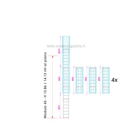 Scala con gabbia modulare componibile configurazione 43