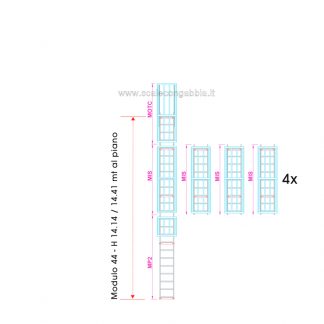 Scala con gabbia modulare componibile configurazione 44