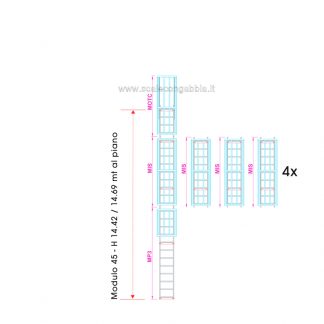 Scala con gabbia modulare componibile configurazione 45