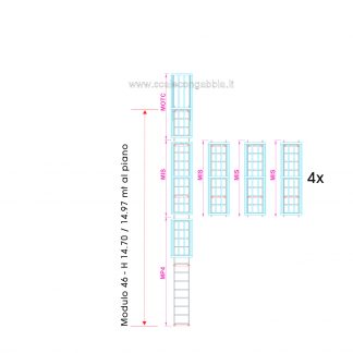 Scala con gabbia modulare componibile configurazione 46
