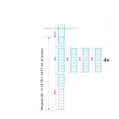 Scala con gabbia modulare componibile configurazione 46