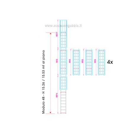 Scala con gabbia modulare componibile configurazione 48