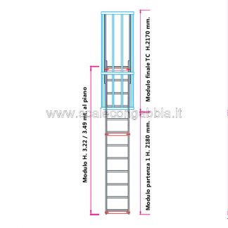 Scala con gabbia modulare componibile configurazione 5