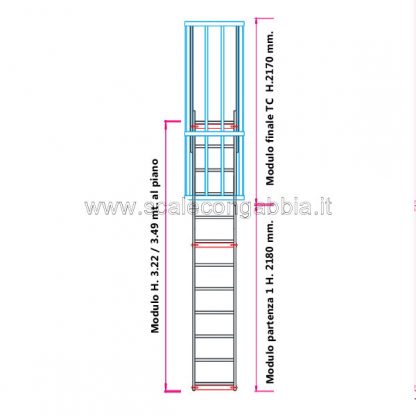 Scala con gabbia modulare componibile configurazione 5