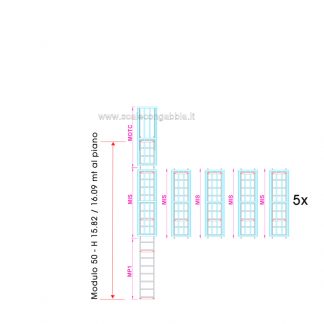 Scala con gabbia modulare componibile configurazione 50