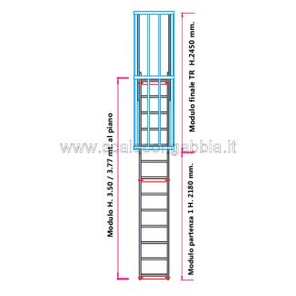Scala con gabbia modulare componibile configurazione 6