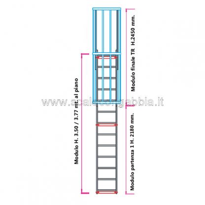 Scala con gabbia modulare componibile configurazione 6