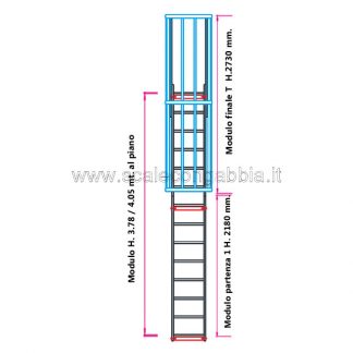 Scala con gabbia modulare componibile configurazione 7