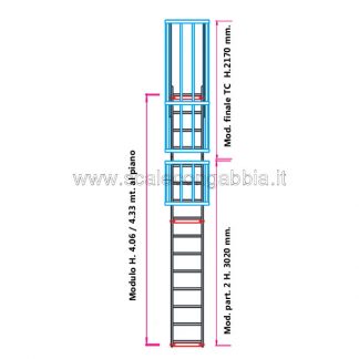 Scala con gabbia modulare componibile configurazione 8
