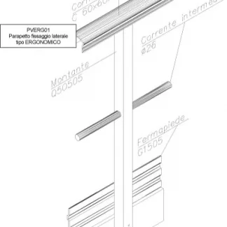 parapetto in vetroresina ergonomico con fissaggio a parete