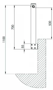 Parapetti in alluminio attacco parete 70 cm ISO 14122 misure