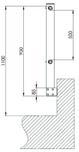 Parapetti in alluminio attacco parete 90 cm ISO 14122 misure