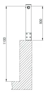 Parapetto in lega di alluminio 50 cm per fissaggio a pavimento misure