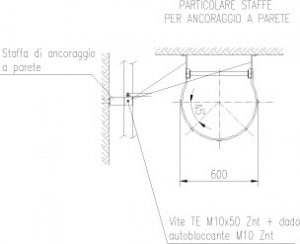 Particolare staffe per aggancio a parete