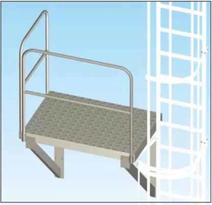 Piattaforma a mensola per scale con gabbia