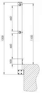 PRP-130-ISO-Parapetto in lega di alluminio per fissaggio sul lato esterno della veletta.