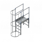 Sbarco con ballatoio e scala di uscita per scala con gabbia