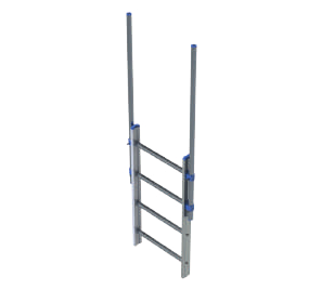 Sbarco con maniglioni telescopici per scale con gabbia