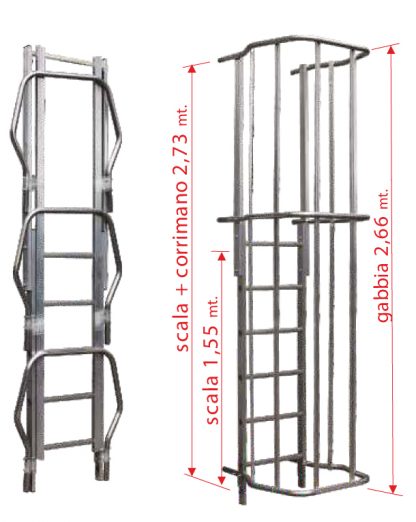 Scala con gabbia di protezione modulo finale MOT