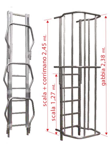 Scala con gabbia di protezione modulo finale MOTR