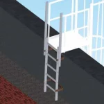 Scala di sbarco verticale per scale con gabbia