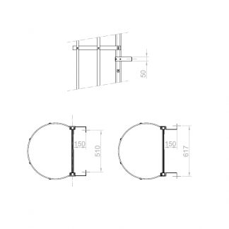 Staffe da 150 mm per scale con gabbia