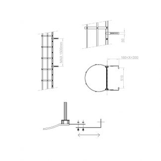 Staffe da massimo 300 mm telescopiche per scale con gabbia