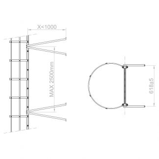 Staffe a X da massimo 1000 mm per scale con gabbia